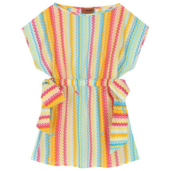 Girls Multi-Colored Zigzag Beach Dress