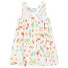 Girls White Fruit Dress, 1, hi-res