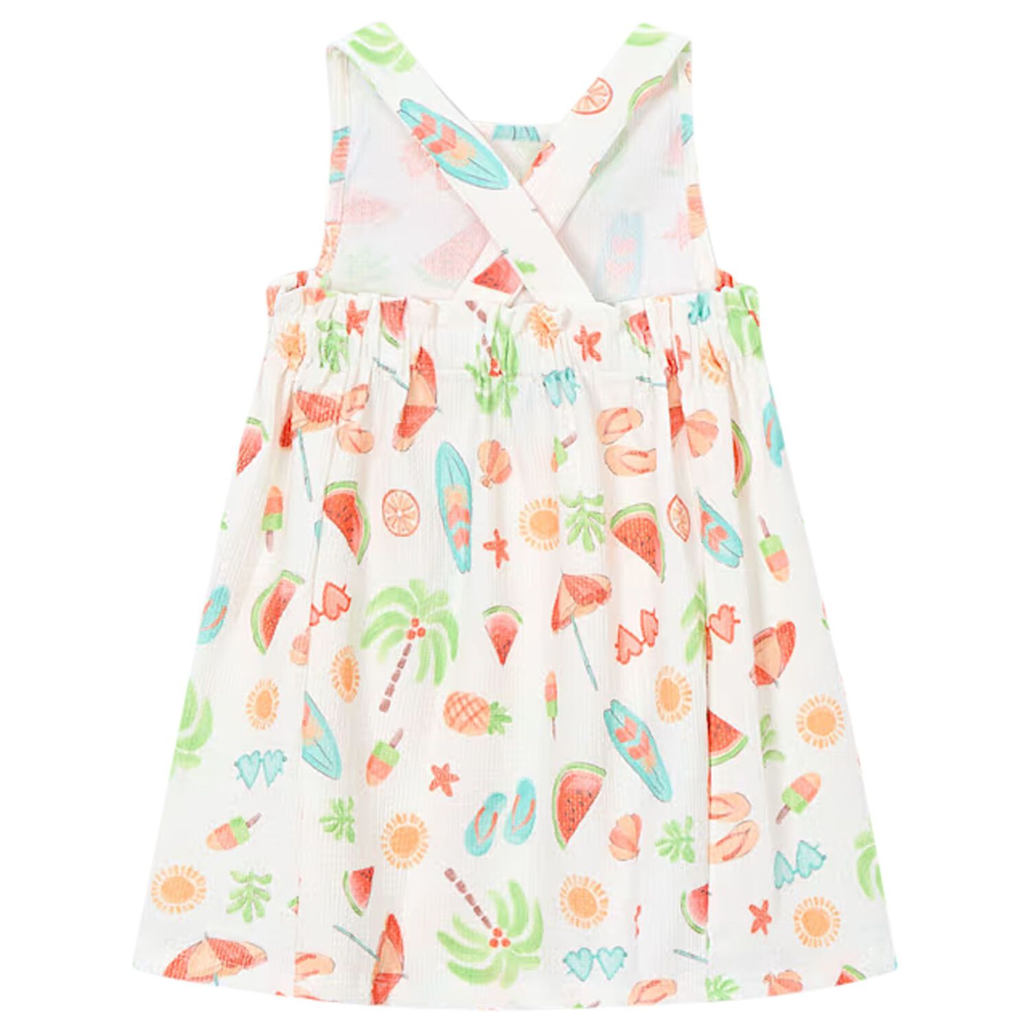 Girls White Fruit Dress, 1, hi-res