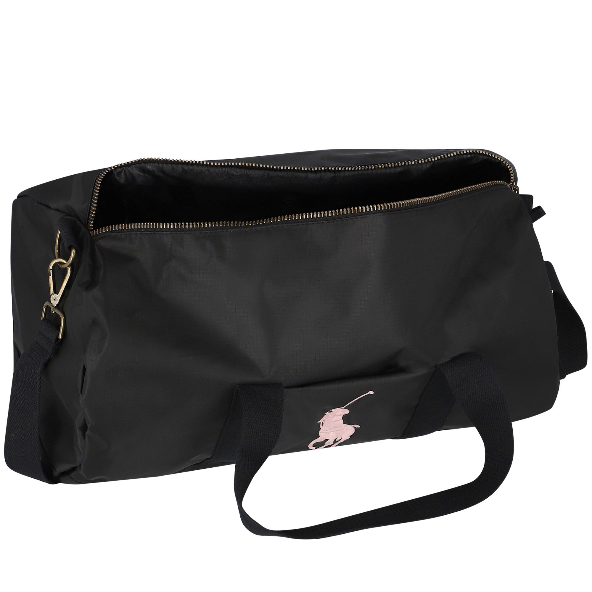 Pink duffle bag black and white online