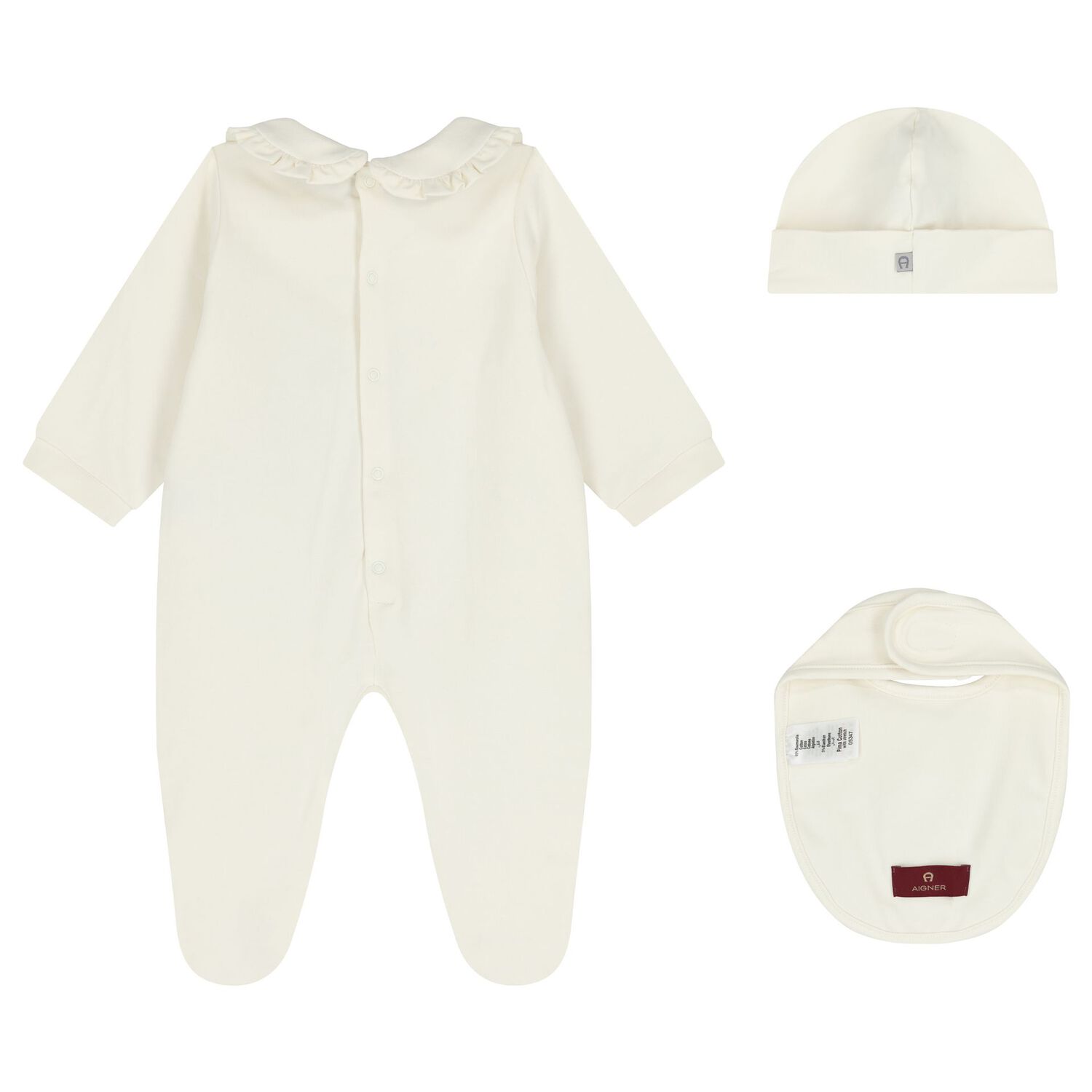 Baby Girls Ivory & Gold Logo Babygrow Gift Set, 1, hi-res