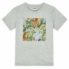 Boys Grey Logo Jungle T-Shirt, 1, hi-res
