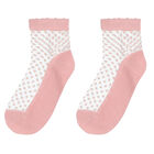 Girls Pink Tulle Socks, 2, hi-res