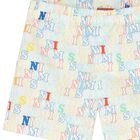 Younger Boys White Logo Swim Shorts, 1, hi-res