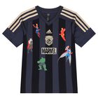 Navy Blue & Red Marvel Logo Shorts Set, 1, hi-res