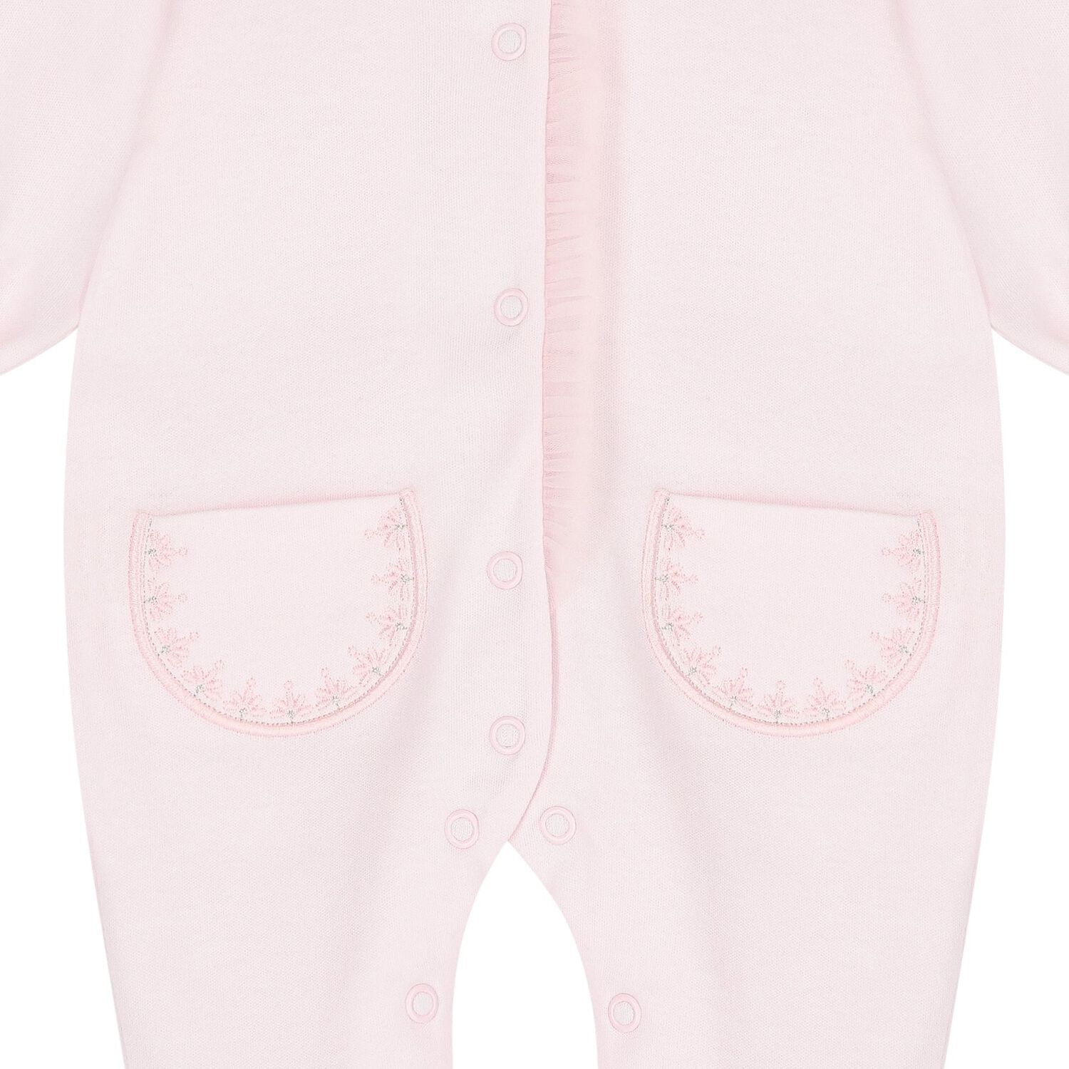 Baby Girls Pink Embroidered Babygrow, 1, hi-res