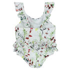 Baby Girls White Floral Swimsuit, 1, hi-res