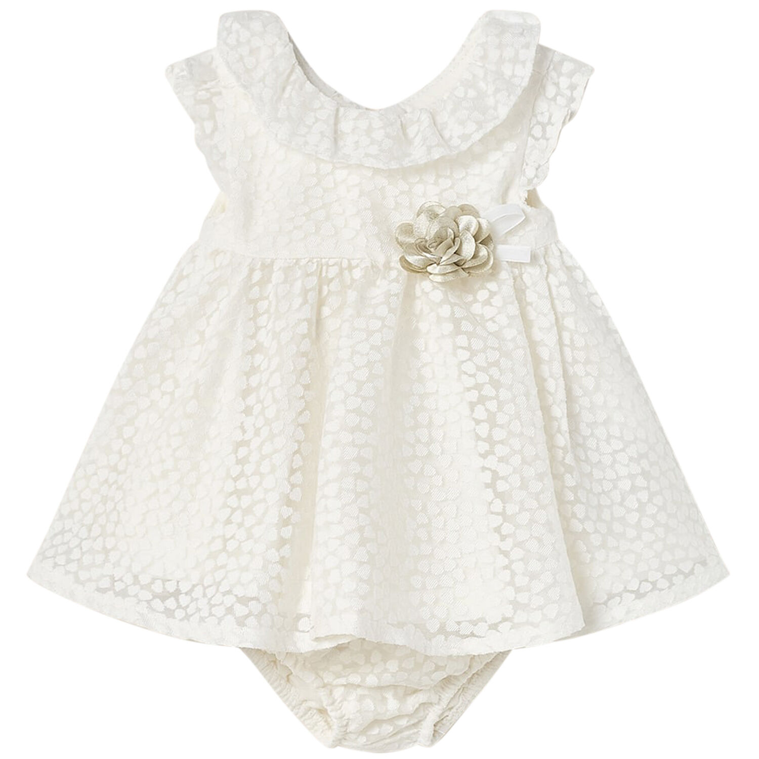 Baby Girls Ivory Organza Special Occasion Dress Set, 1, hi-res