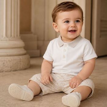 Baby Boys Ivory & Beige Whisper Barocco Shorts Set