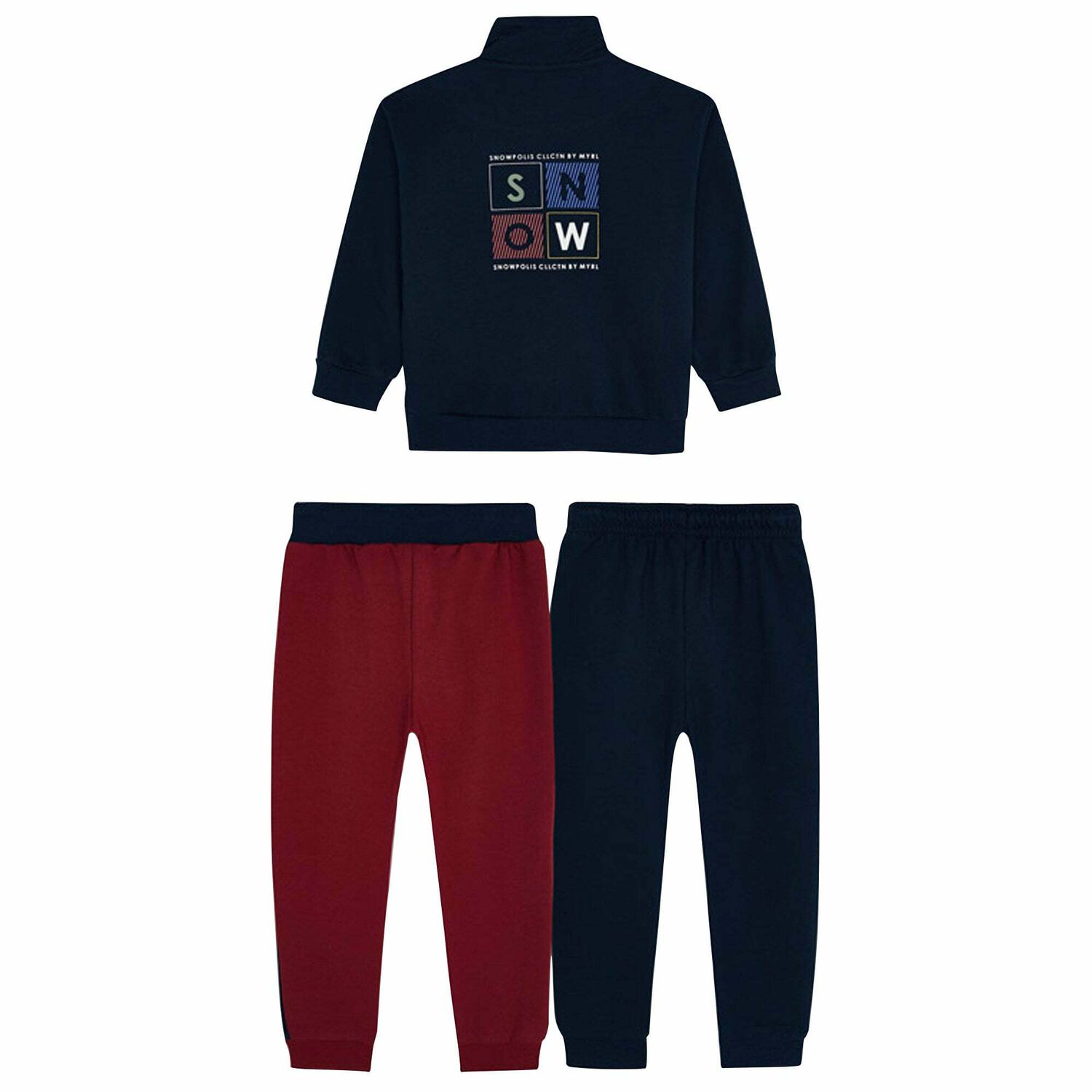 Boys Red & Navy 3 Piece Tracksuit, 1, hi-res image number null