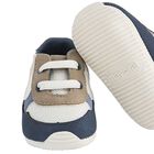 Baby Boys Ivory & Navy Blue Pre Walker Shoes, 1, hi-res