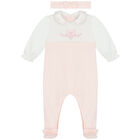 Baby Girls Pink & White Babygrow Set, 1, hi-res