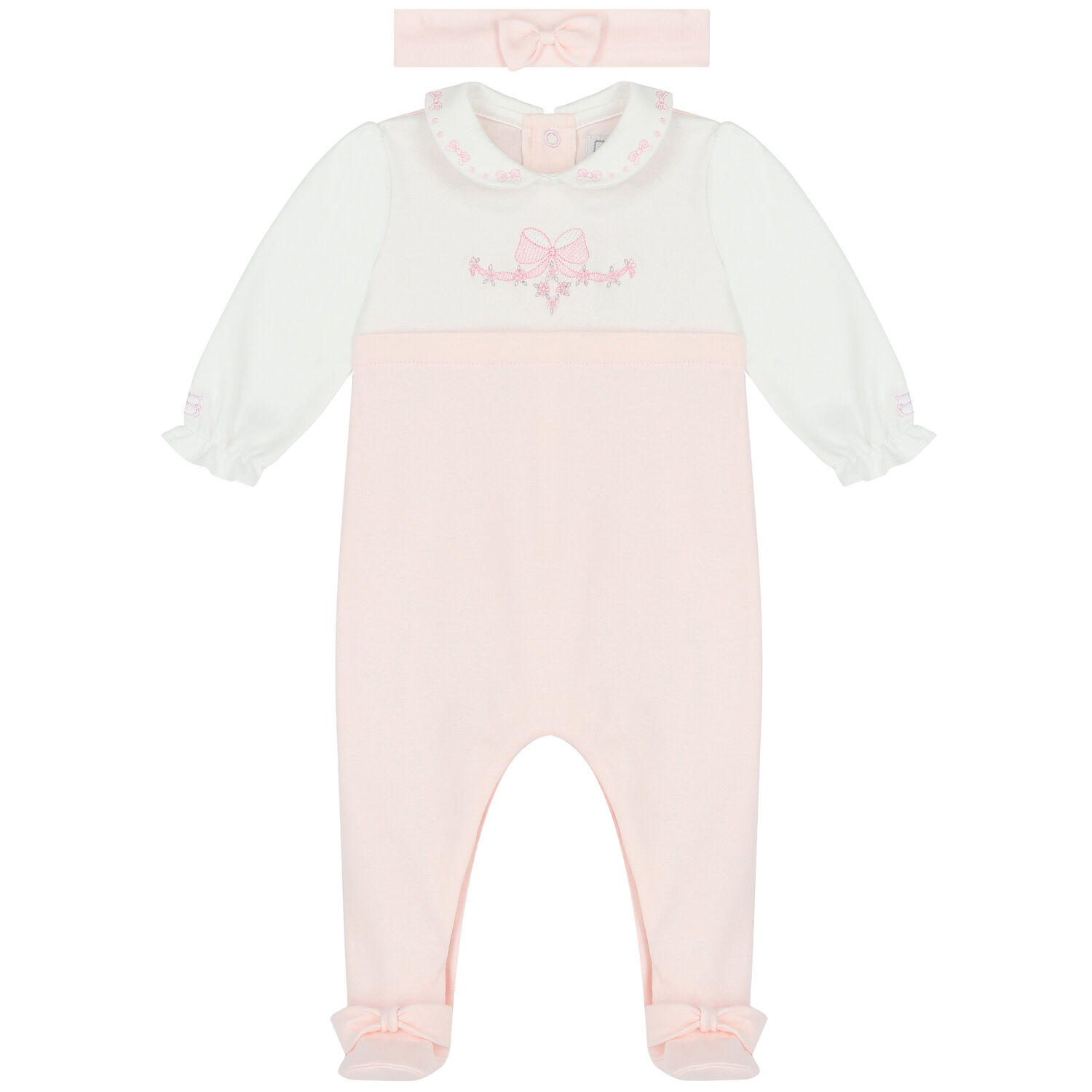Baby Girls Pink & White Babygrow Set, 1, hi-res
