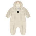 Baby Boys Beige Padded Snowsuit, 1, hi-res