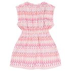 Girls Pink & White Logo Zig Zag Dress, 1, hi-res