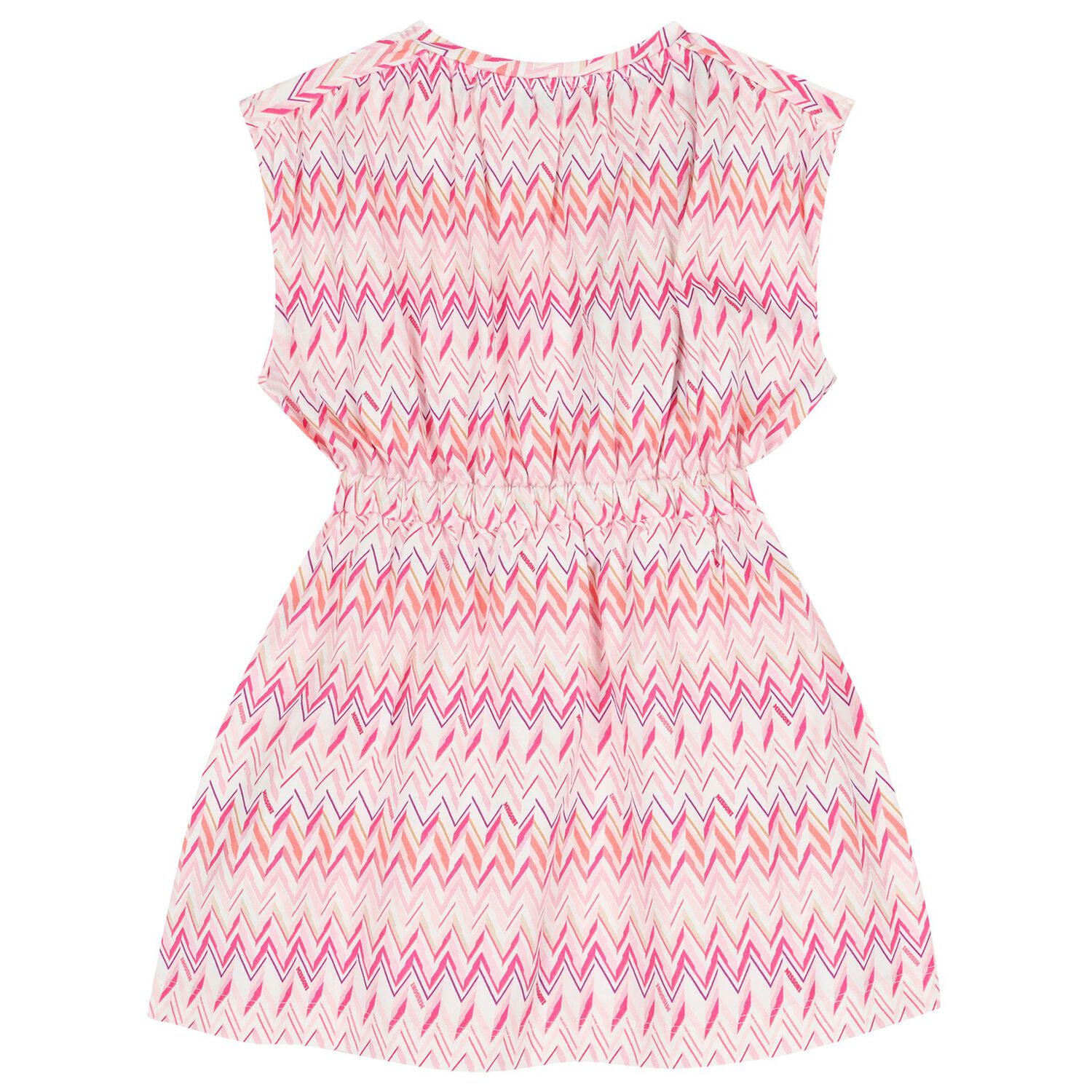 Girls Pink & White Logo Zig Zag Dress, 1, hi-res