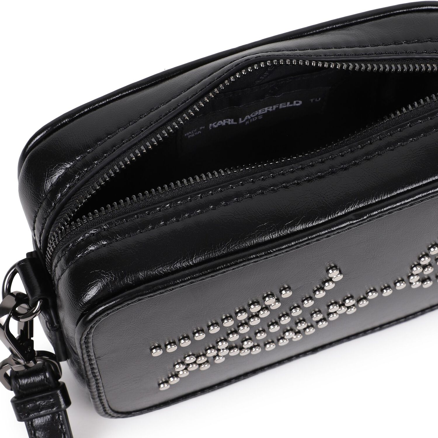 Girls Black Logo Handbag, 1, hi-res