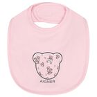 Baby Girls Pink Teddy Bear Logo Bib, 3, hi-res