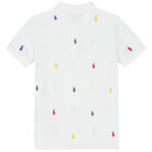 Boys White Logo Polo Shirt, 1, hi-res