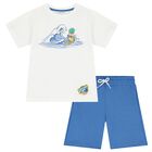 Boys White & Blue Pineapple Shorts Set, 3, hi-res