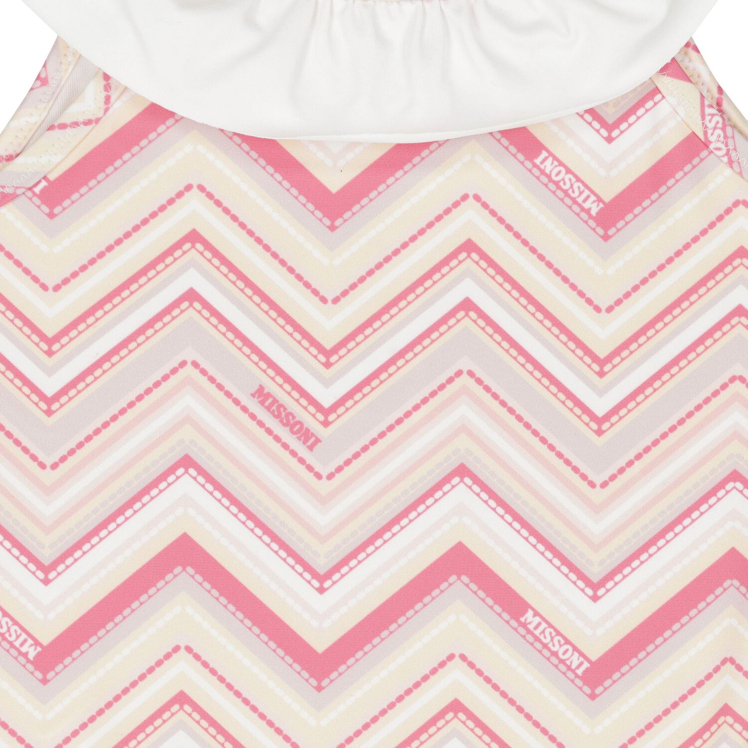 Younger Girls Pink & White Zig Zag Swimsuit, 1, hi-res