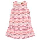 Girls Pink & White Logo Zig Zag Dress, 1, hi-res