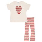 Girls Ivory & Pink Zigzag Leggings Set, 1, hi-res