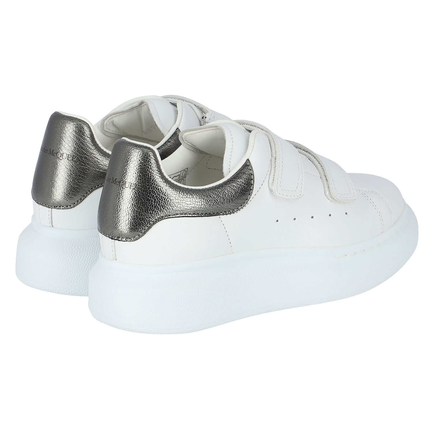 White & Silver Logo Trainers, 3, hi-res image number null