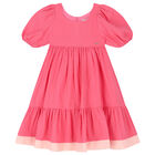 Girls Pink Flared Dress, 1, hi-res