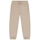 Boys Beige Horse Logo Joggers, 1, hi-res