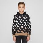 Boys White, Black & Beige Logo Hooded Top, 1, hi-res