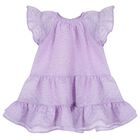 Girls Lilac Tiered Dress, 1, hi-res