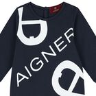 Baby Boys Navy Blue Logo Babygrow, 3, hi-res