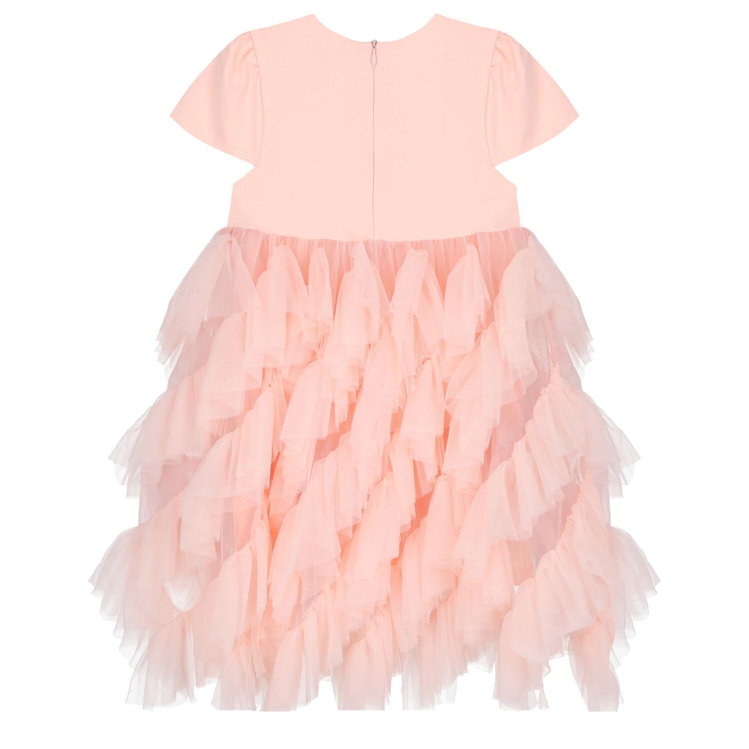 Girls Pink Bow Tulle Dress, 1, hi-res