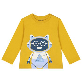 Younger Boys Yellow Robot Long Sleeve Top