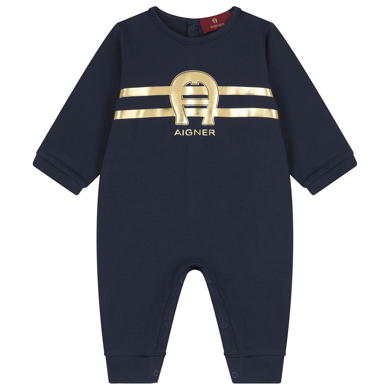Baby Boys Navy Blue & Gold Logo Babygrow Gift Set, 2, hi-res