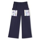 Girls Navy Blue Sequin Pocket Trousers, 1, hi-res