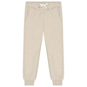 Girls Beige Embroidered Logo Joggers