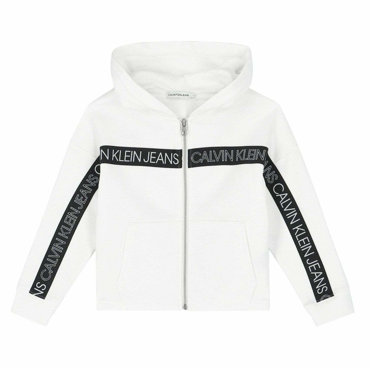 Girls White & Black Logo Hooded Top, 1, hi-res image number null