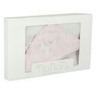 Baby Girls White & Pink Teddy Bear Hooded Towel, 1, hi-res