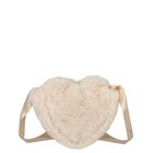 Girls Beige Fur Heart Bag ( 17cm ), 1, hi-res