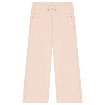 Girls Pink Logo Flower Joggers