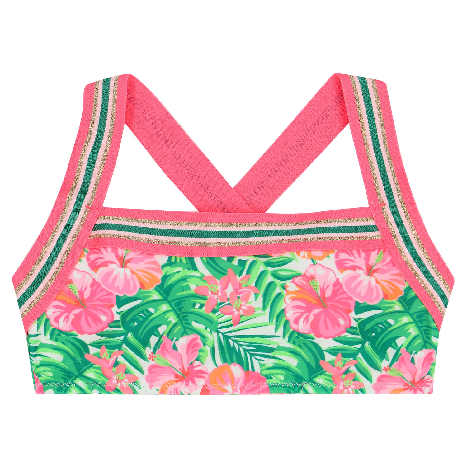 Girls Pink & Green Floral Bikini, 1, hi-res
