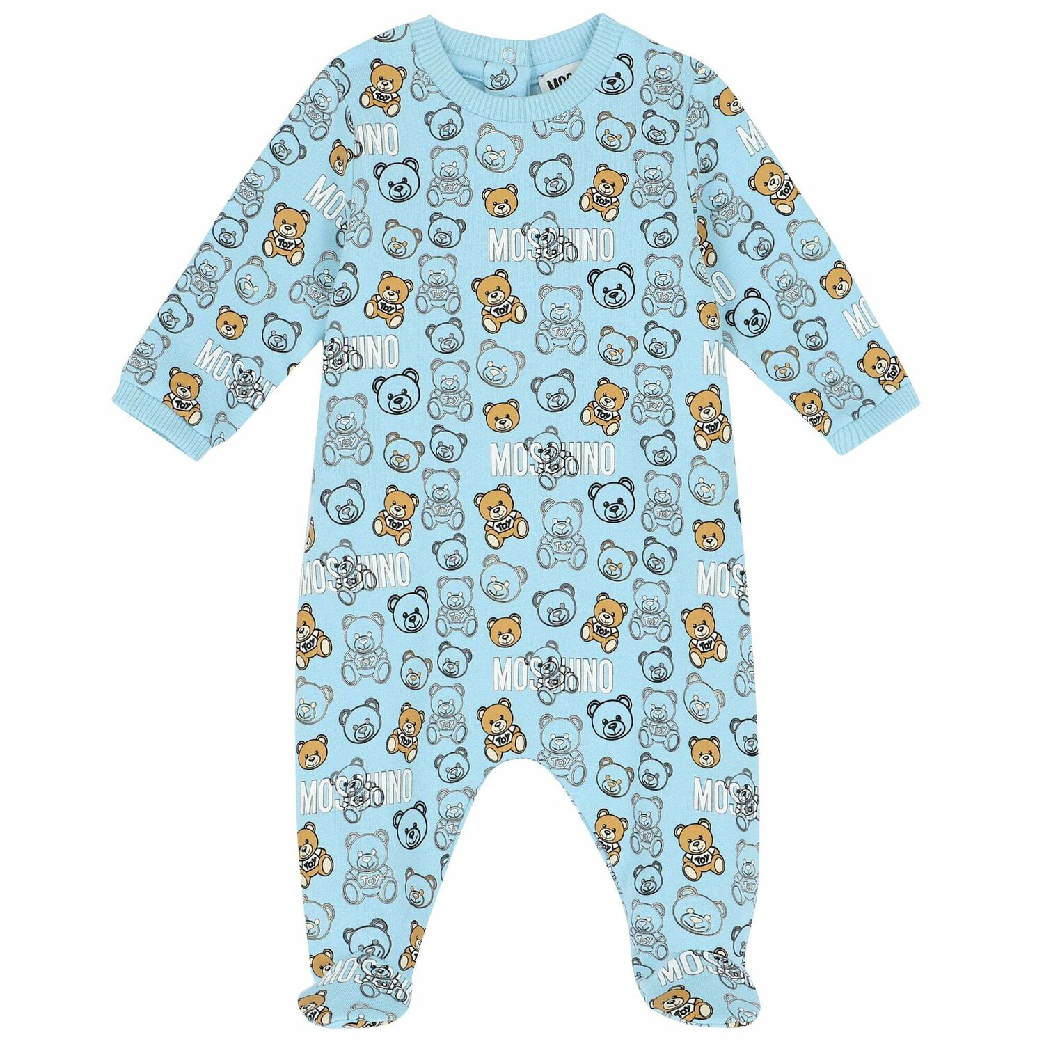 Blue Teddy Logo Babygrow, 1, hi-res