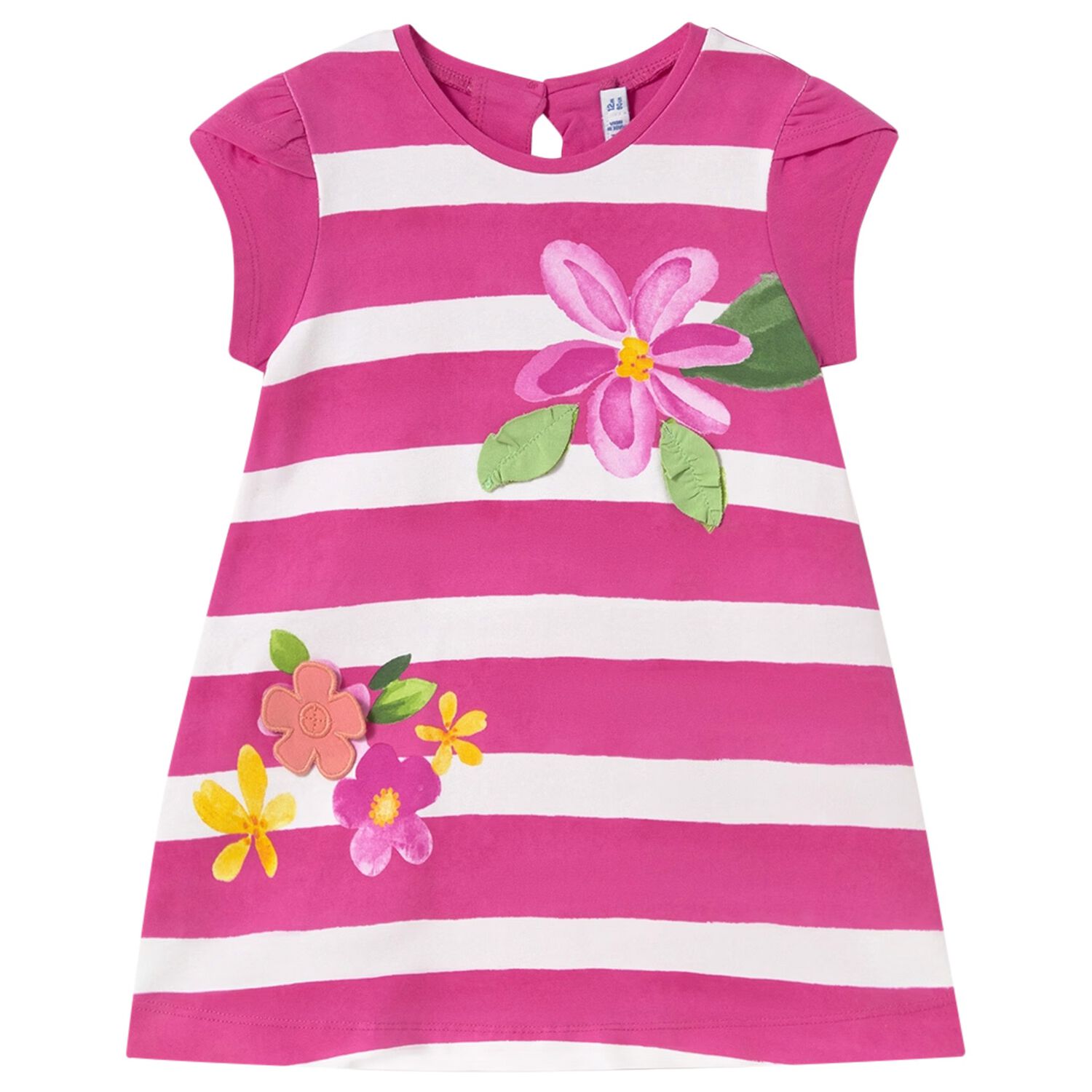 Younger Girls Pink & White Striped Dress, 3, hi-res