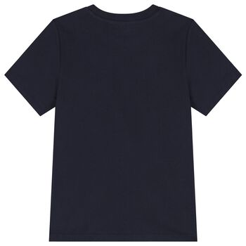 Boys Navy Blue Teddy Bear Logo T-Shirt