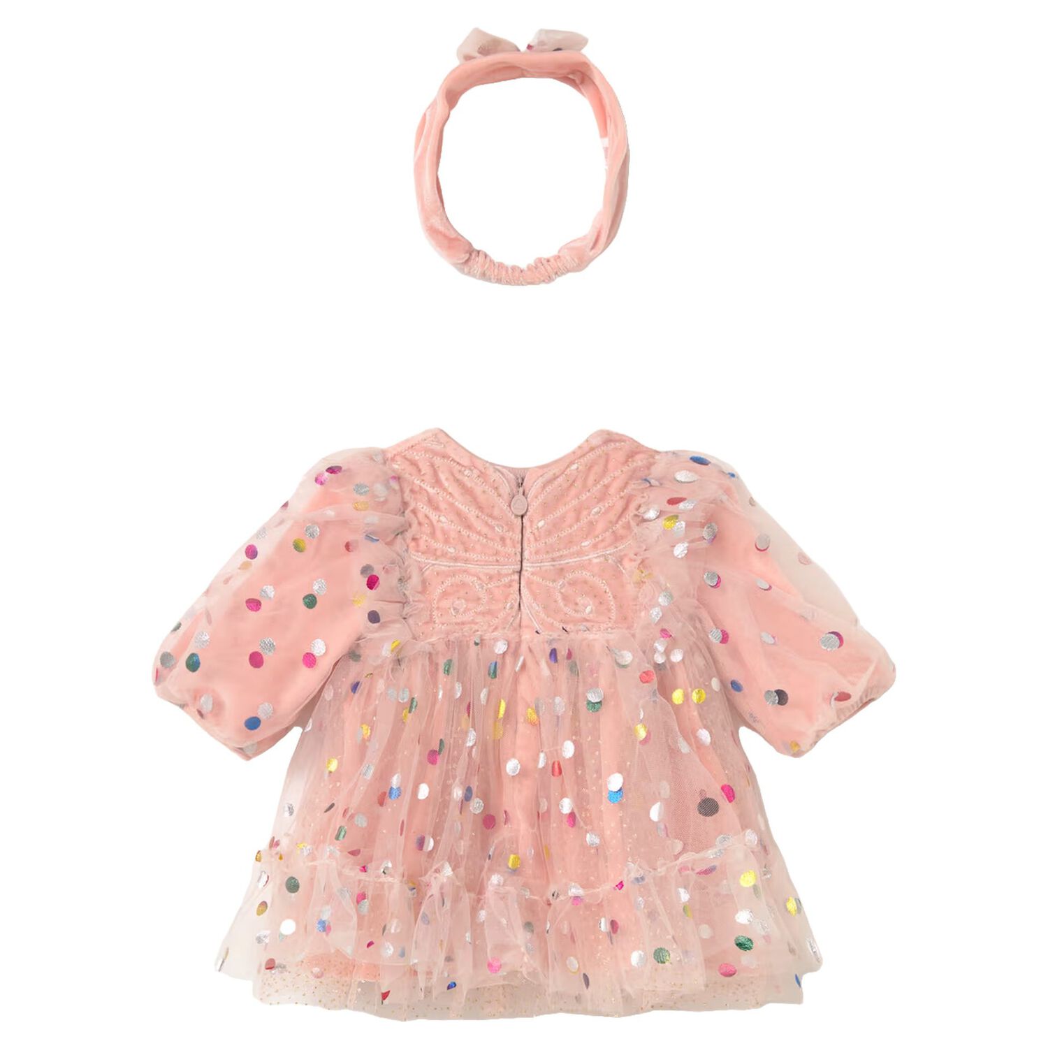 Baby Girls Pink Polka Dot Dress Set, 2, hi-res