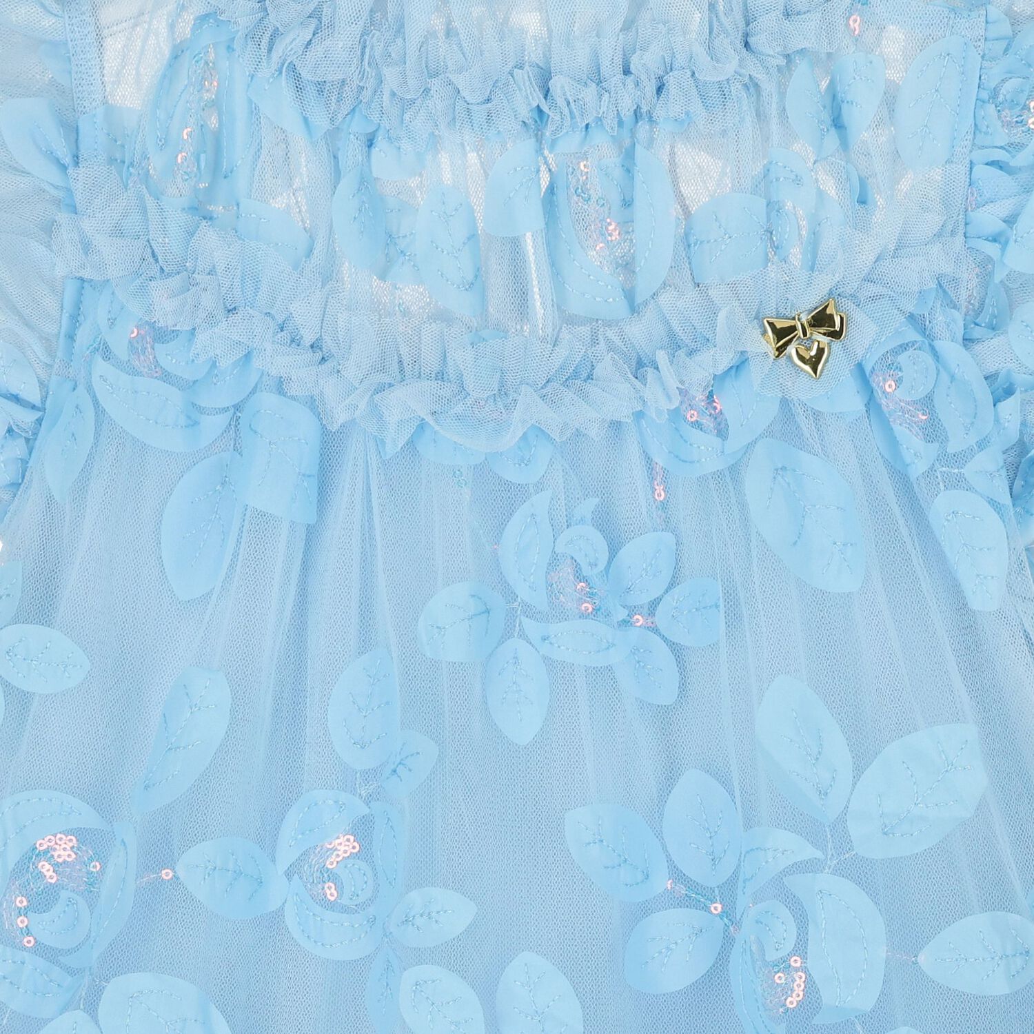 Girls Blue Embellished Tulle Dress, 1, hi-res