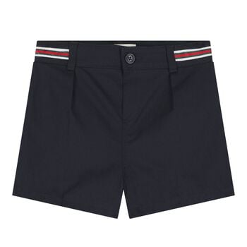 Baby Boys Navy Blue Web Striped Canvas Shorts