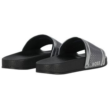Boys Black & Silver Logo Sliders